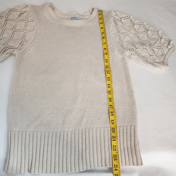 Polagram Sweater Short Sleeve Cream Color Women's Size Small - Picture 6 of 11